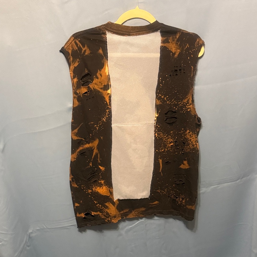 One of a kind repurposed Metallica Distressed Black Sleeveless Top Mens Medium - Picture 6 of 10